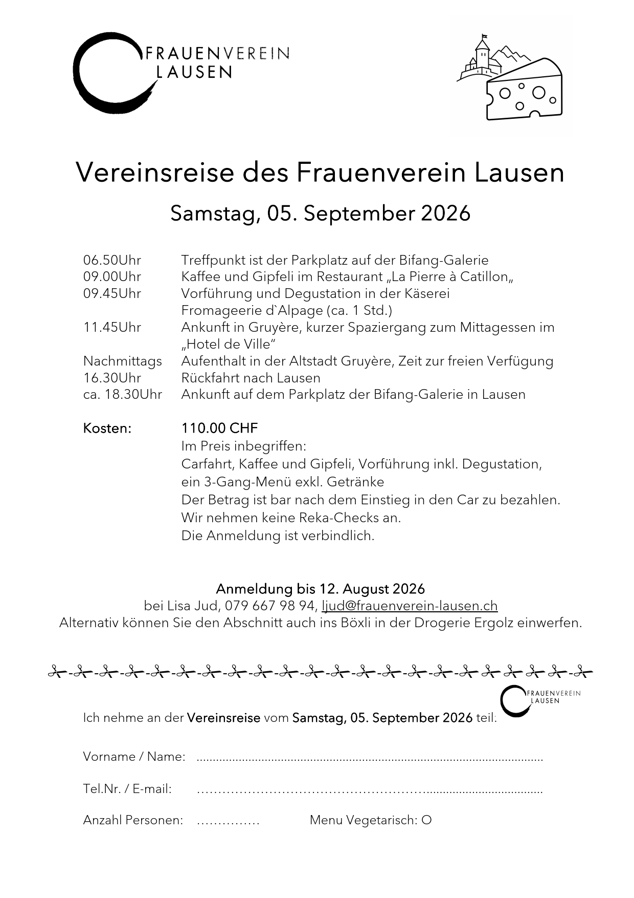Inserat Vereinsreise